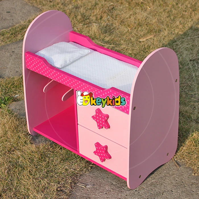 wholesale baby lovely wooden 18 inch doll bunk bed miniature pink wooden 18 inch doll bunk bed with storage W06B025