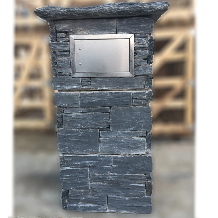 
Натуральное черное сланцевое Колонка каменный блок для почтовый ящик, ворота и забор WCL-N19 