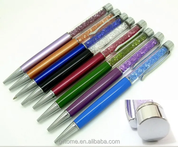 Many Colors Promotional Metal Crystal Ballpoint Pen Custom Logo Screen Crystal Stylus Pen In Stock