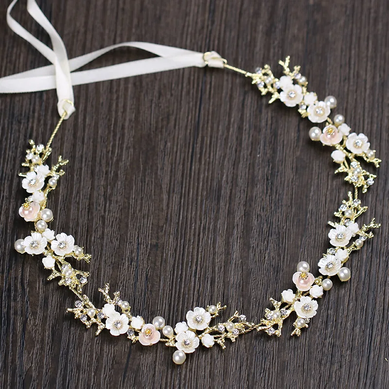 HS6101  flowers hair accessories women wedding Golden branch plastic pearls bridal hair accessories wedding jewelry