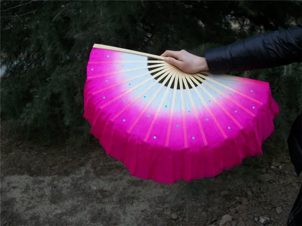 New Belly Dance Bamboo Fan Long Silk Fabric Chinese Fan Dance Fans