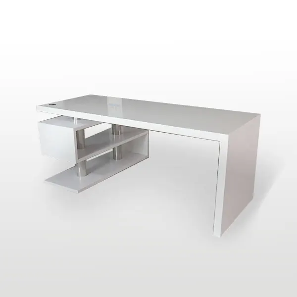 
High tech computer desks acrylic white glossy modern desk 