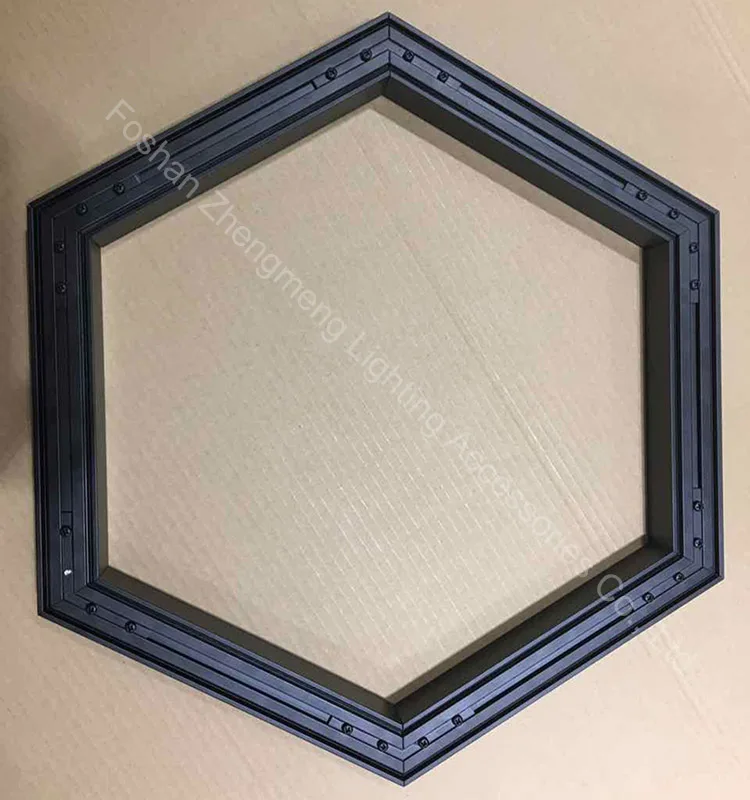 customized unique shape 120 degree black powder coat led hexagon aluminum profile with link pin connectors