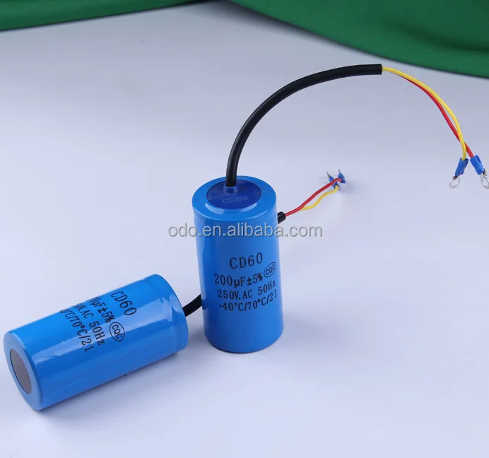 custom size china 200uf 250v cd60 start aluminum electrolytic capacitor general purpose for motor en60252 with CE&ISO