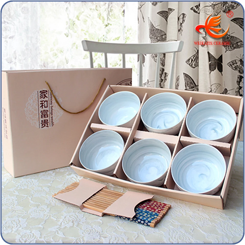 WKTB009 Special design korean marble porcelain bowl ceramic cereal rice bowl set bowl