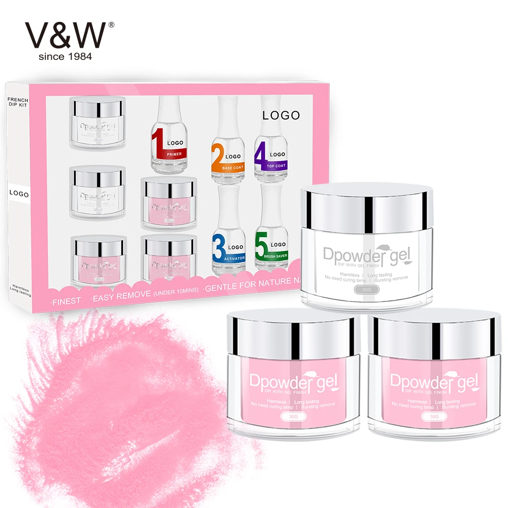 VW Wholesale Fast Dry 3 In 1 Dip Powder Kit Nails Dipping Powder System Acrylic Powder For Dipping French Color Starter Kit