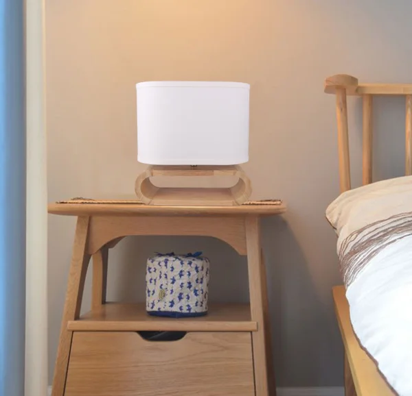 Oriental Maker Decoration Desk Lamp Wood Table Lighting Modern Design Interior Restaurant With Fabric Shade