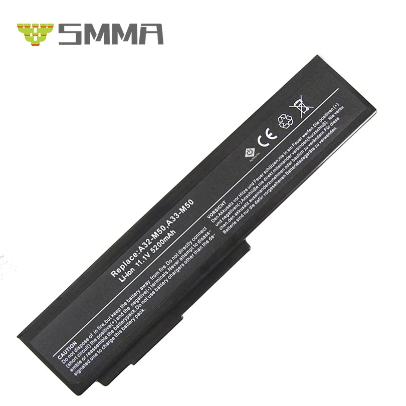 Li-ion 6 Cell 11.1v 5200mAh 56W Laptop Battery for Asus A32-N61 A32-M50 A33-M50 A32-X64 M50 N61J N53S X64 B23 B23E G50 G50E