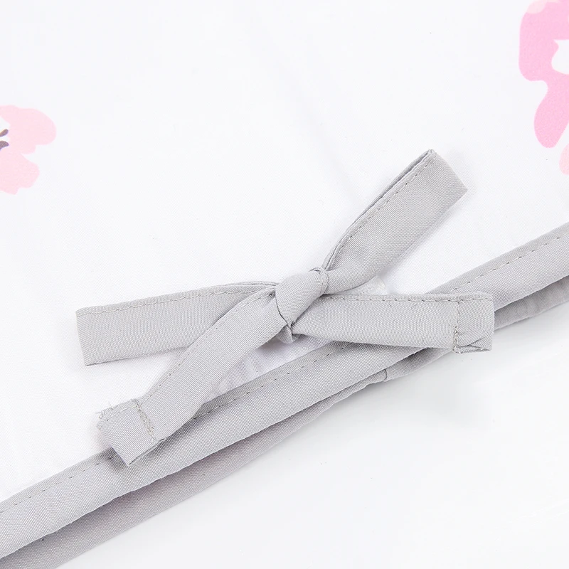 Flowers print polyester microfiber crib bumper cover breathable baby crib rail cover