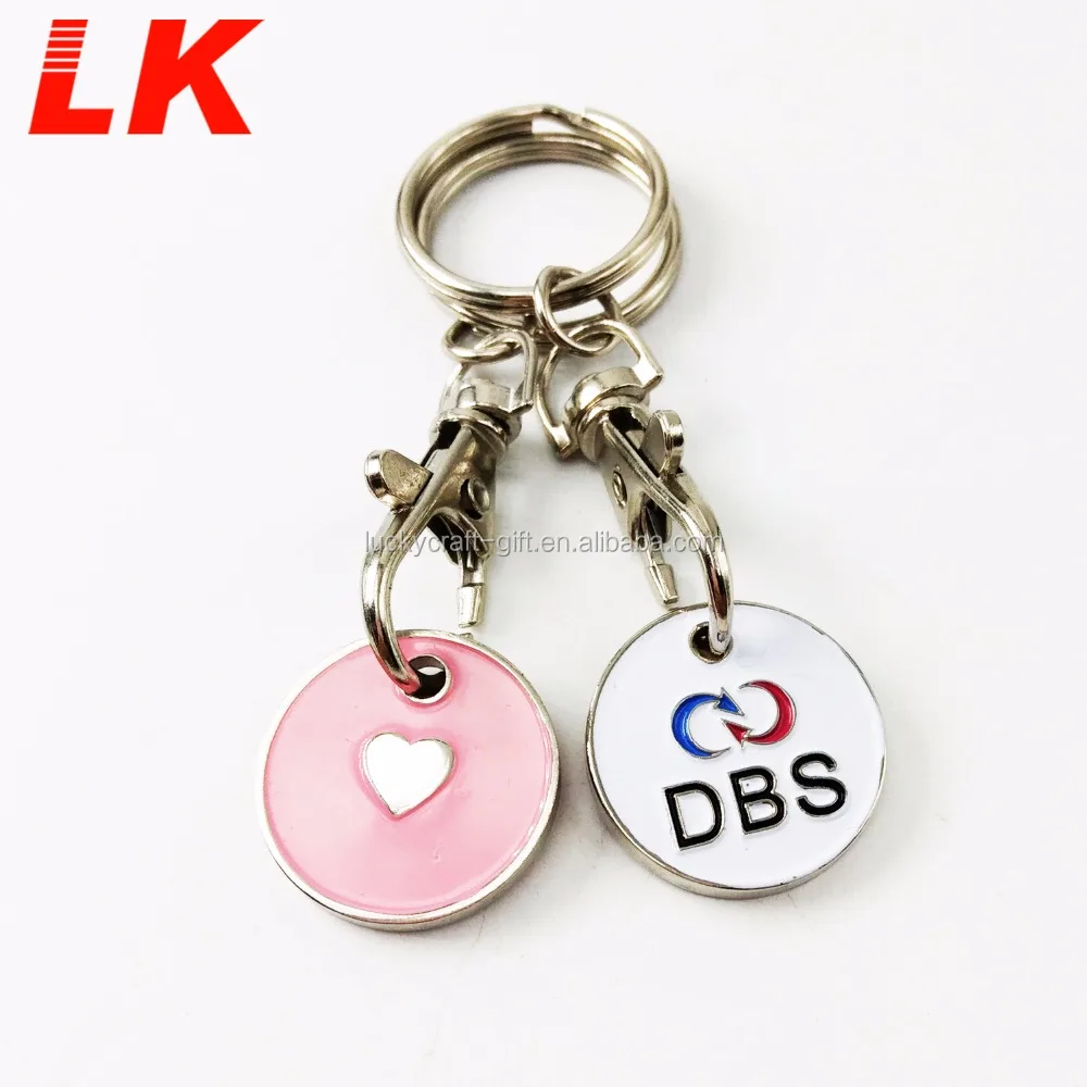 Round Shaped Shopping Trolley Coin Car Key Holder with logo
