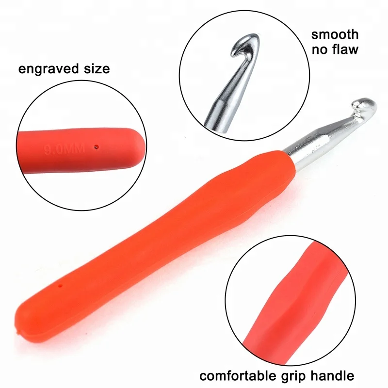 Factory  9.0MM 10.0MM Ergonomic Soft Handles Crochet Hooks Knitting Needle Best Gifts for Mom