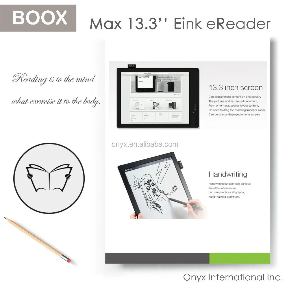 pdf e books ereader e-ink tablet 13.3 inch android ebooks reader boox max carta