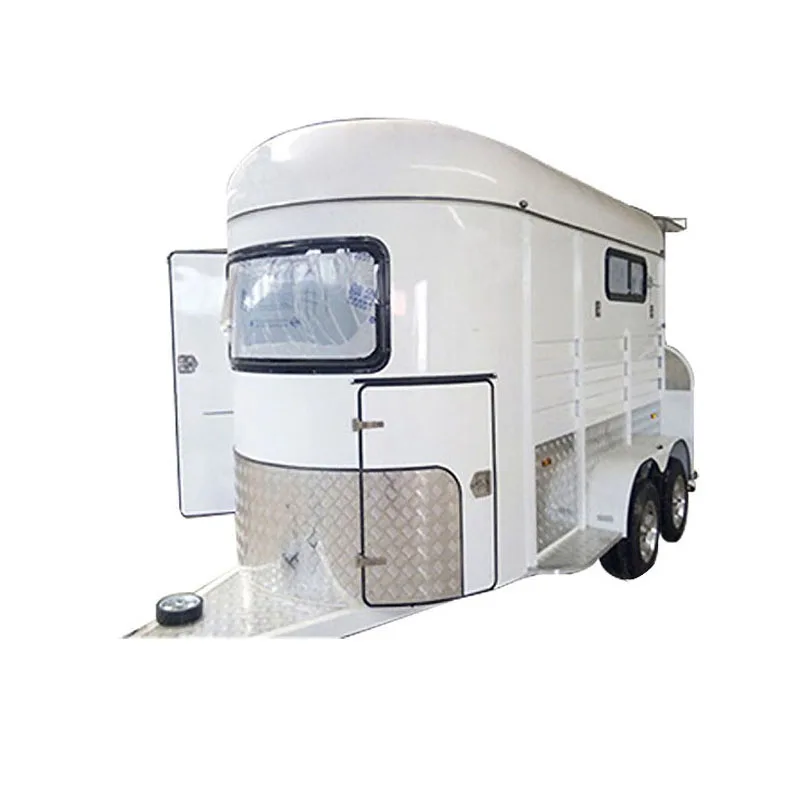 Оцинкованная прямая грузовая тележка с 2 лошадками, роскошная дверь, поплавок для лошадей с жилой четвертью