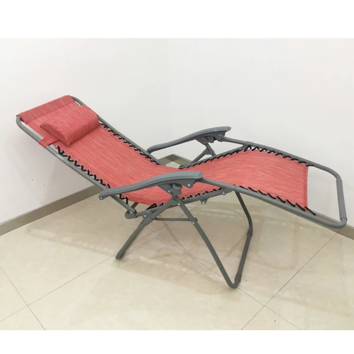 Double Color Mesh Zero Gravity Outdoor Lounge Chairs Adjustable Folding Reclining Chairs Grey Steel