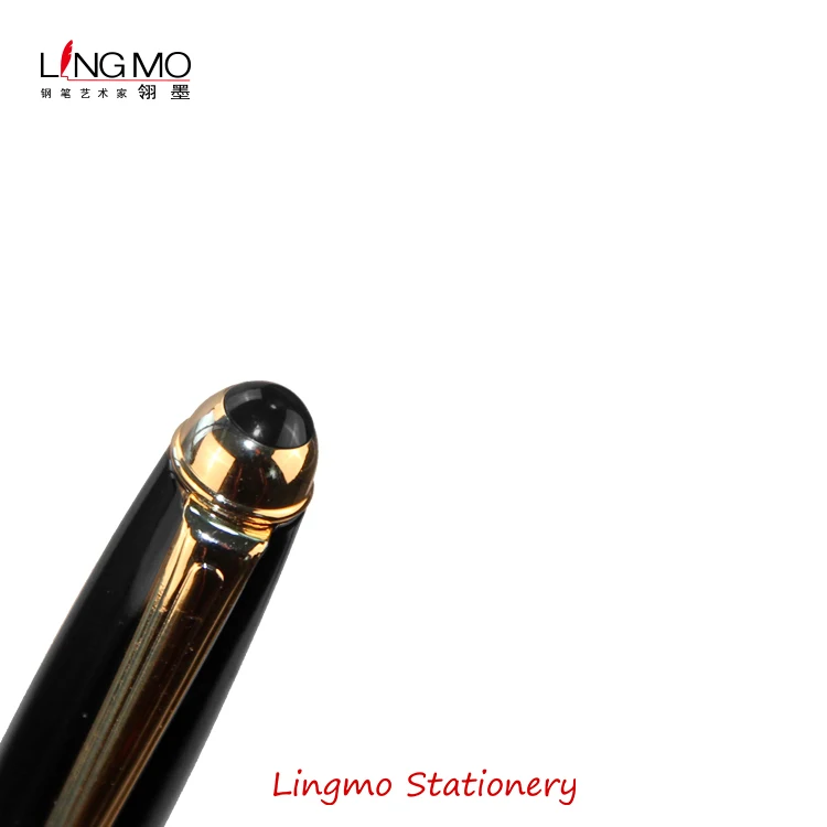 Lingmo High Quality Luxury Metal Rollerball Pen Black Gold with OEM Custom Logo