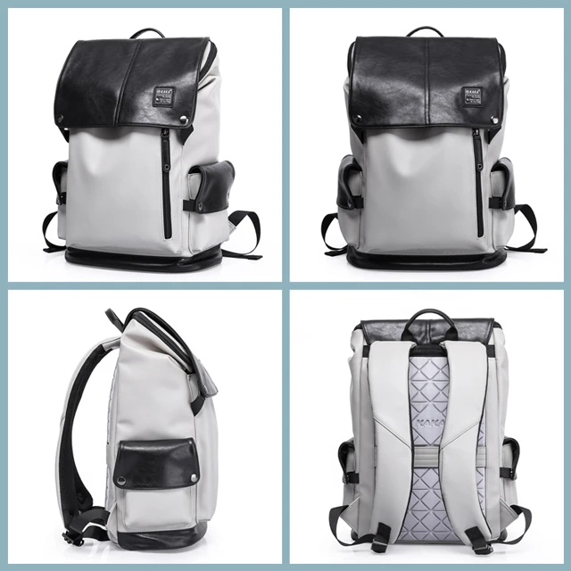 factory hot sale OEM korean outdoor mens laptop drawstring waterproof pu leather fashion school bags laptop bag backpack