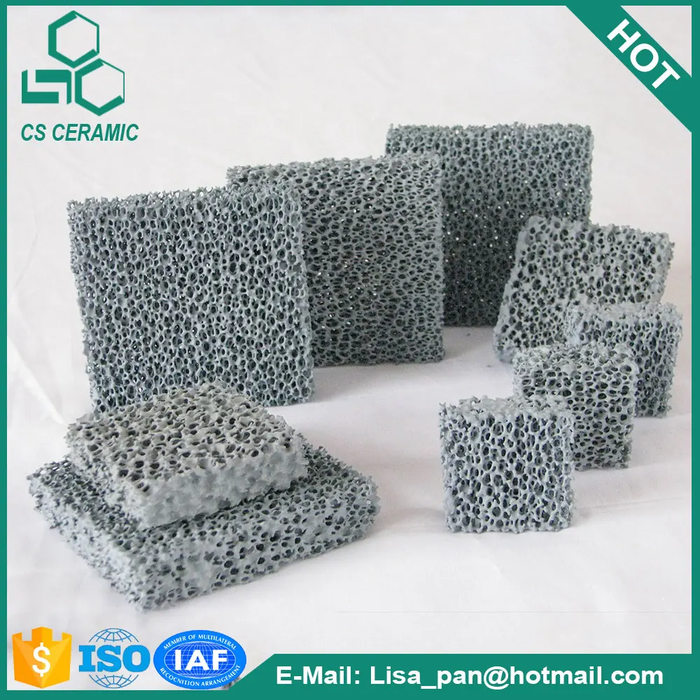 Популярные большую площадь поверхности карбида кремния sic керамический фильтр пены для промышленности чугуна
