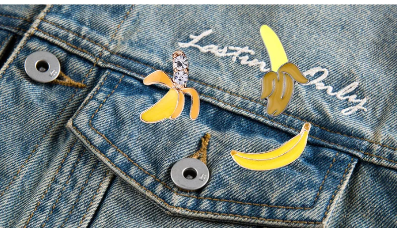 china manufacturer bulk custom logo hard enamel crystal metal fruit banana 3d bag lapel pin