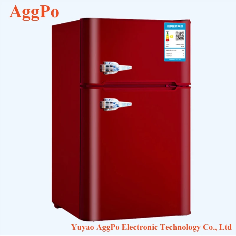 108L домашний и офисный энергосберегающий охлаждающий двухдверный холодильник и замораживающий маленький винтажный холодильник