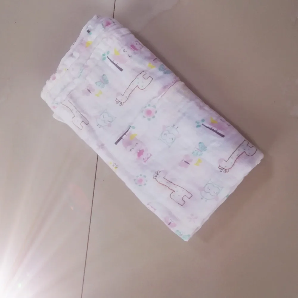 120*120cm Fox Bear Miracle Baby Muslin Swaddle Blanket Newborn Baby use Functional Blanket
