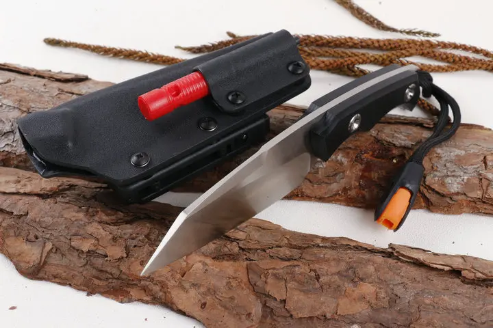 Stainless steel survival camping knife fixed blade knife with whistle and fire starter