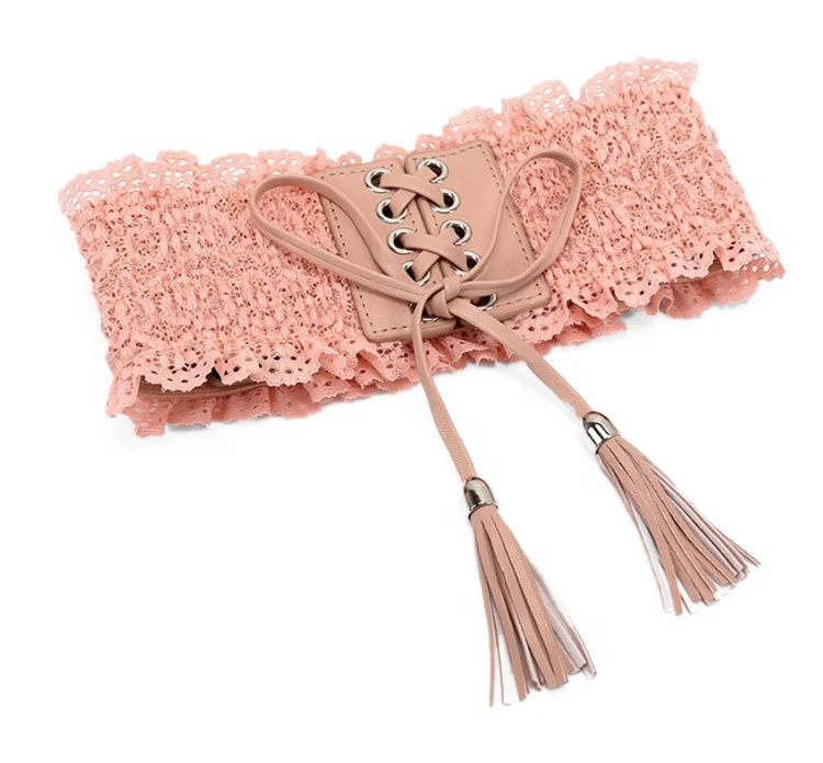 Women's elastic waist belt Obi, drawstring belt