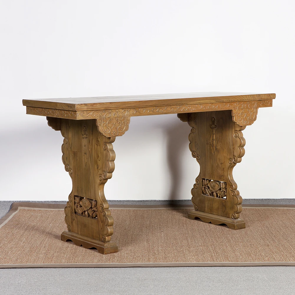 antique reproduction luxury carved wood chinese console table