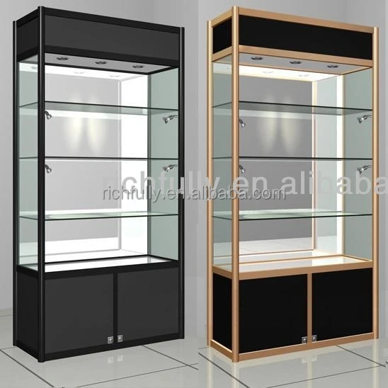 2015 new product Titanium alloy / Aluminum Glass Display Cabinet