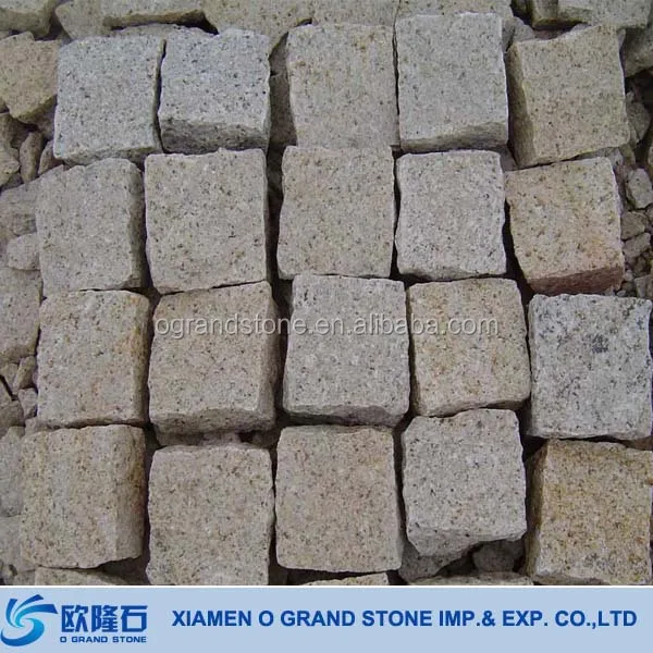 Outdoor Driveway Yellow G682 Cube Stone Flat Bulk Polished Tumbled Stones