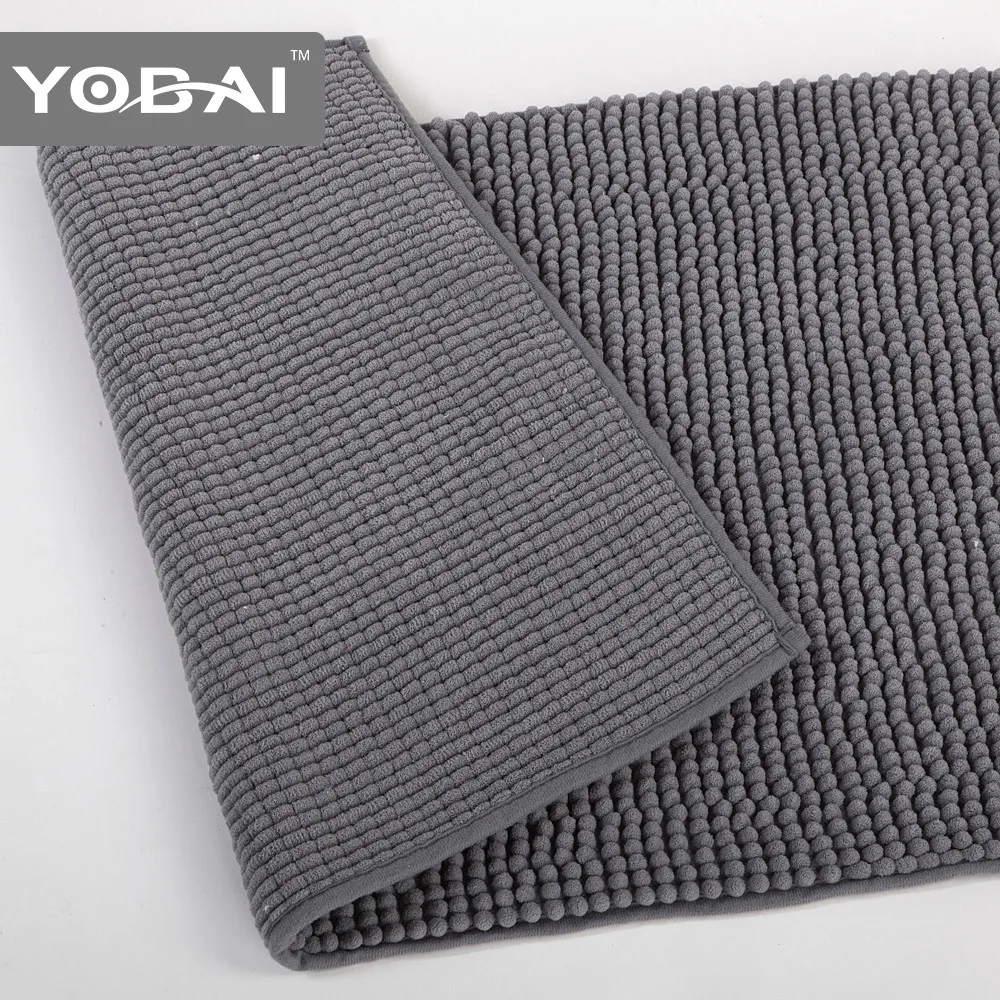 Custom Anti Slip Chenille Towel Non Slip Bath Mat Set