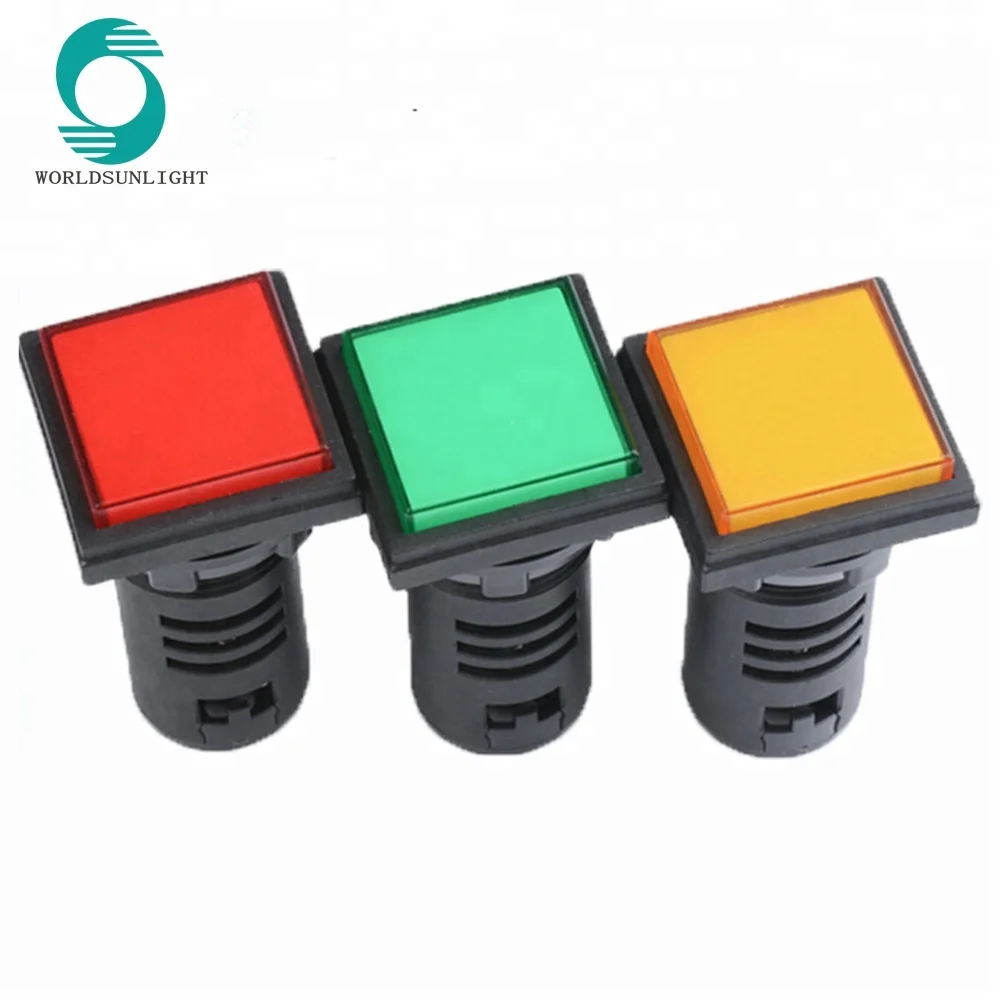 AD16-22F 22 мм красная/зеленая квадратная лампа, светодиодная лампа, Световой индикатор