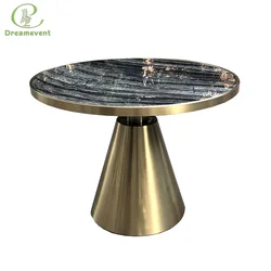 Wholesale cheap round Italian stainless steel gold modern coffee table marble