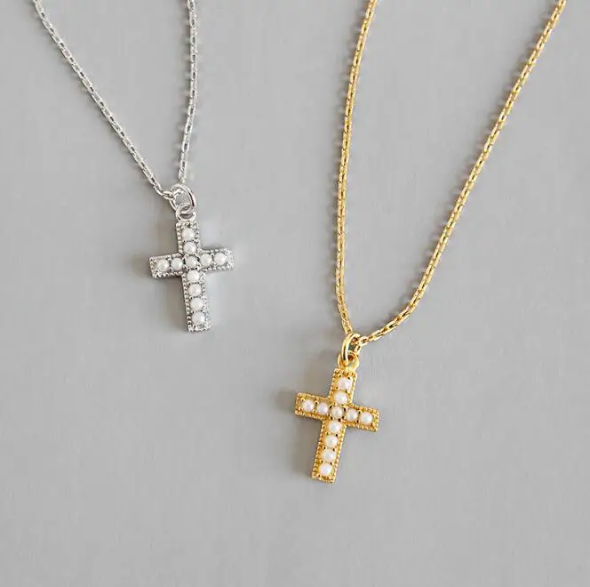 2018 Newest sterling silver gold cross necklace for women
