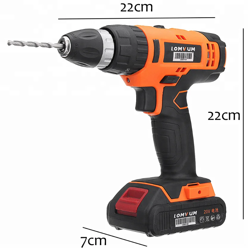 
LOMVUM 12V 18V 24V Trigger Switch Power Tools Cordless Drill Machine with Drill Bit 
