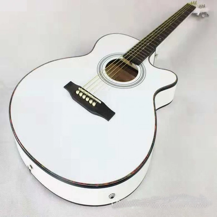 White 40 inch Top Popular Guitar Student Practice Guitar Chrome Classic Basswood Guitar
