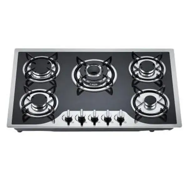 Black tempered glass built-in 5 sabaf burner gas hob/ gas cooktop