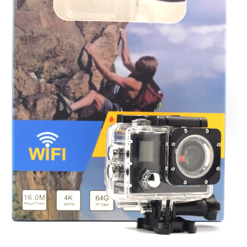Sports Camera 4K ultra HD Dual Screen 1080p Remote Remote Wifi 40m Waterproof Action Camera