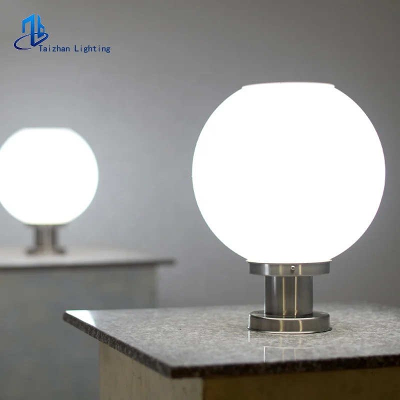 350MM round plastic solar fence post lights main gate pillar light villa garden park bollard top ball lamp lighting landscape