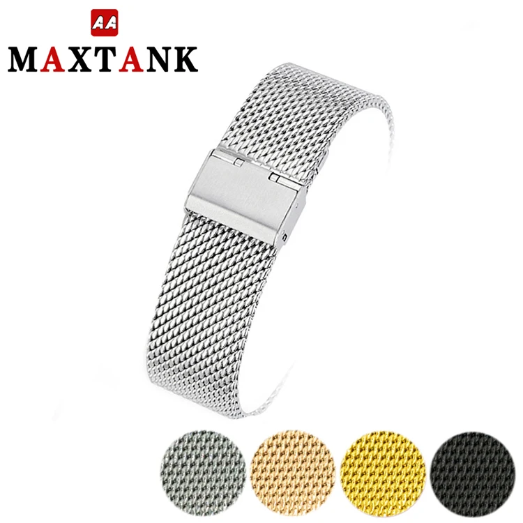 18 20 22 24mm 1.0mm thick mesh milanese stainless steel watch bands watch strap