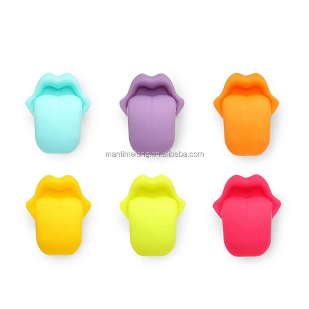 6pcs set Party Dedicated Silicone Recognizer Rubber Label Wine Glasses Wine Glass Marker Tongue Novelty Shark