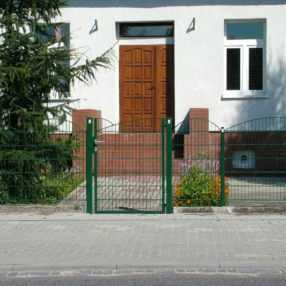 Single swing welded wire mesh driveway gate for garden powder coated wire mesh fence walking door anti climb