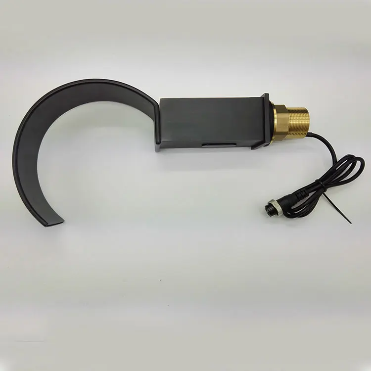 Black finishing brass material circle sensor water mixer faucet for lavatory wachroom