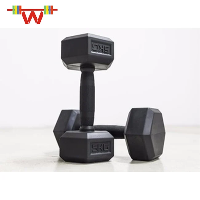 Qingdao Crossfit фитнесс с резиновым покрытием, литой шестигранный гантель