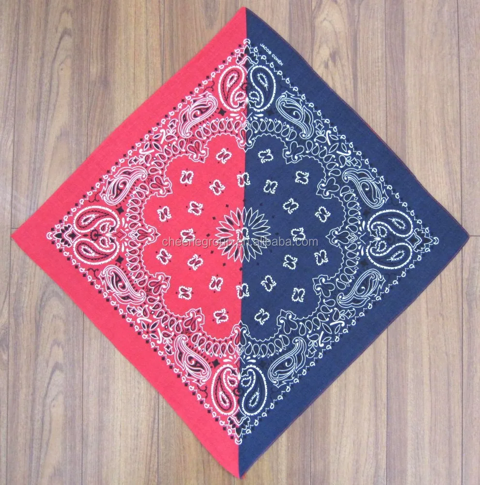 red and blue mixed colour cheap cotton paisley bandana for men 55*55CM for sale