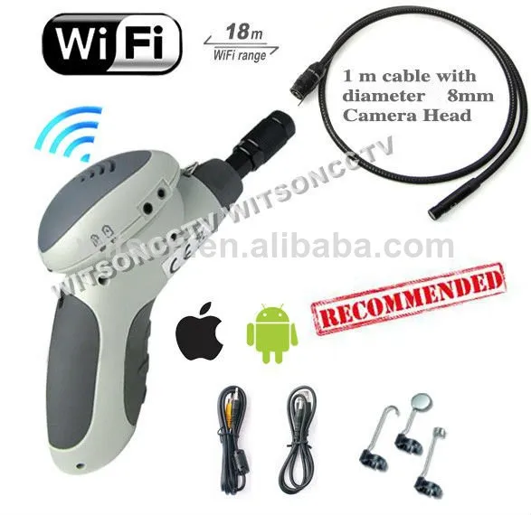 witson беспроводной бороскоп эндоскопа 8mm ipad камеры телефона с 3м расширяемой кабель дополнительно