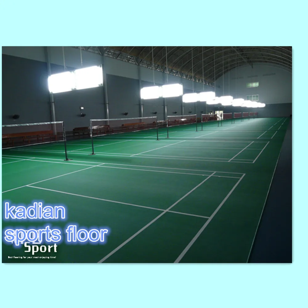 
badminton sports floor pvc sports floor indoor badminton courts green color 4.5-8.0mm 