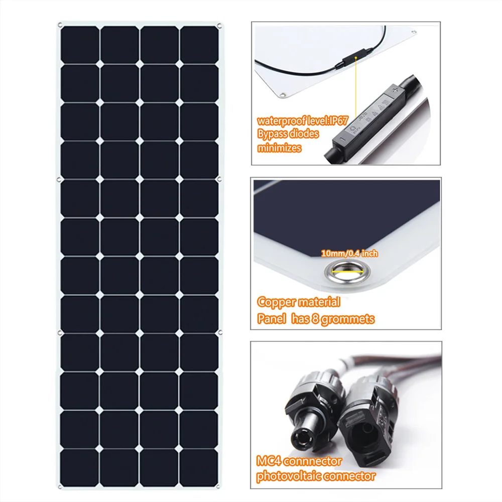
High Efficiency Sunpower 100w 120w 150w 180w Marine Semi Flexible Solar Panel Prices 