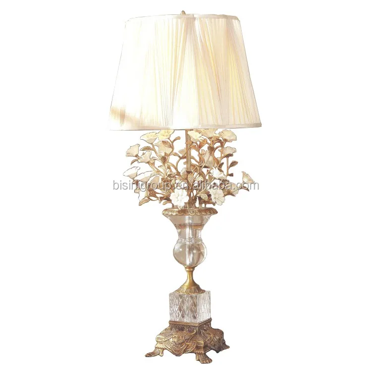 European Exquisite Elegant Floral Table Lamp made of Antique Brass and Porcelain with Lampshade BF11-05283a