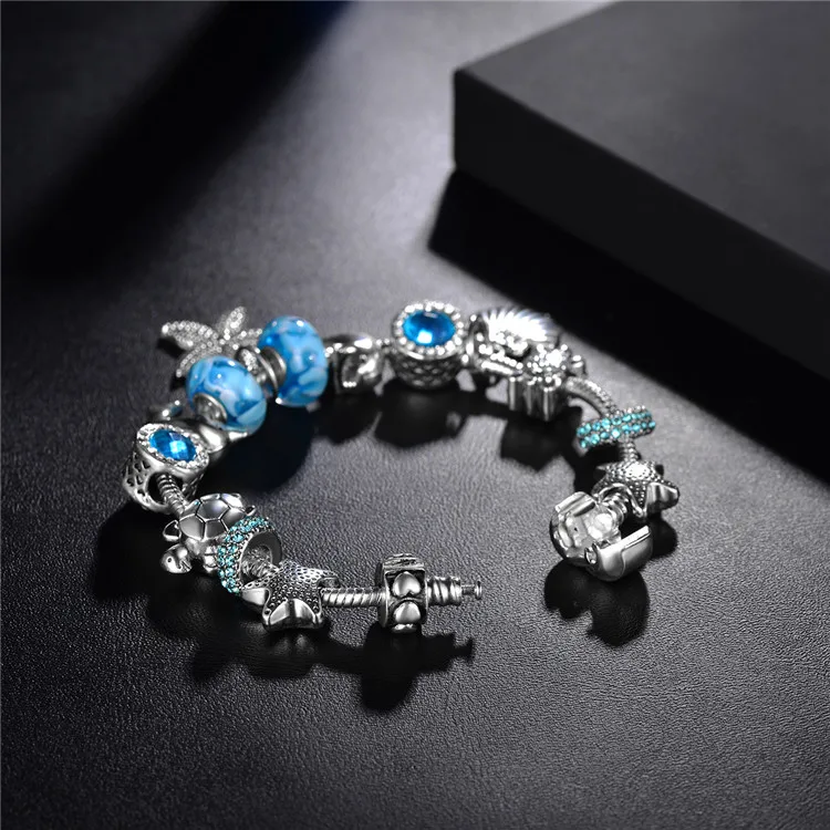 Qings Smart Ocean Charm Bracelet 925 Silver Plated Fashion Bracelet