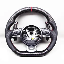 AUTO RACING CAR STEERING WHEEL FOR Audi TT TTS R8 GT RS6 RS3 Red Ring CARBON FIBER STEERING WHEEL